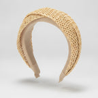 Knit Padded Headband - Beige Woven – hair accessories (view 1)