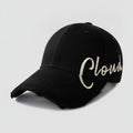 Distressed Baseball Cap with Script Embroidery - Black – apparel accessories (view 1)