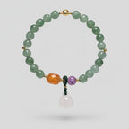 Green Jade Beaded Bracelet With Rose Quartz Charm – jewelry (view 1)