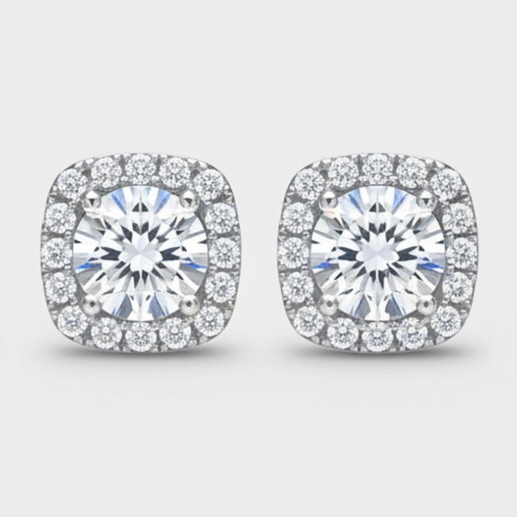 Square Halo Rhinestone Stud Earrings – jewelry (view 1)