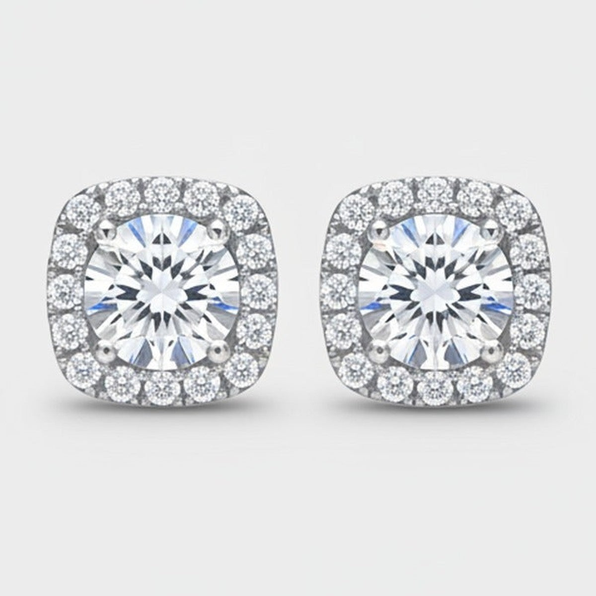 Square Halo Rhinestone Stud Earrings – jewelry (view 1)