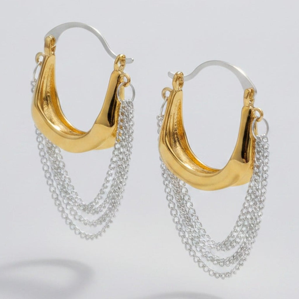 Gold & Silver Mesh Chain Hoops – jewelry (view 1)