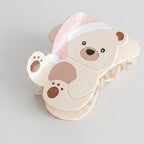 Cute Bear Hair Claw With Mirror Charm - Light Yellow Cap 8.7cm – hair accessories (view 1)
