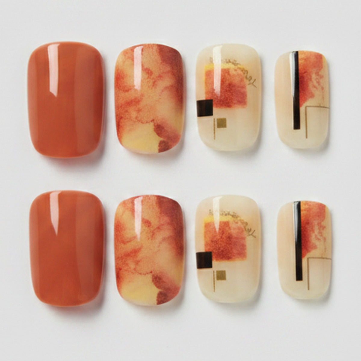 Autumn Vibes Nail Art Set - Burnt Orange & Cream
