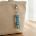 Leopard Print Nail Polish Keychain - Blue Leopard