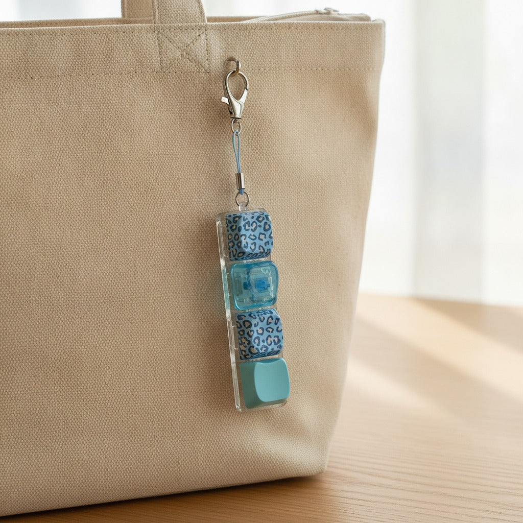 Leopard Print Nail Polish Keychain - Blue Leopard