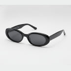 Tortoiseshell Oval Sunglasses with Dark Lenses - Glossy Black Frame Gray Lens – eyewear (view 1)