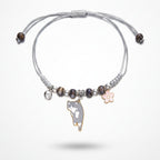 Beaded Cat Charm Bracelet with Flower - Lazy Cat Grey – jewelry (view 1)