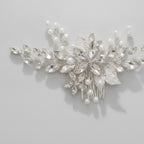 Crystal Floral Hair Comb - Silver White Diamond – hair accessories (view 1)