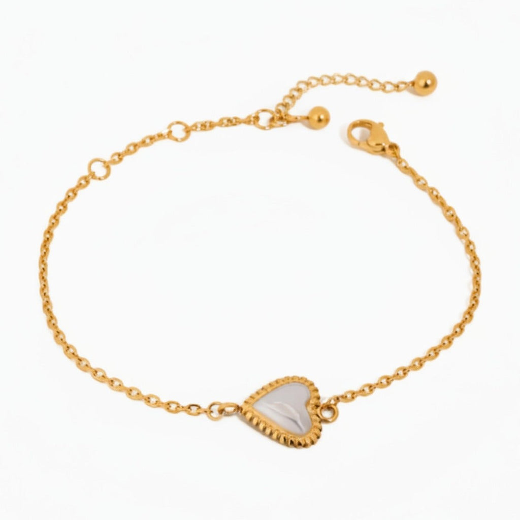 Gold Heart Shell Charm Bracelet – jewelry (view 1)