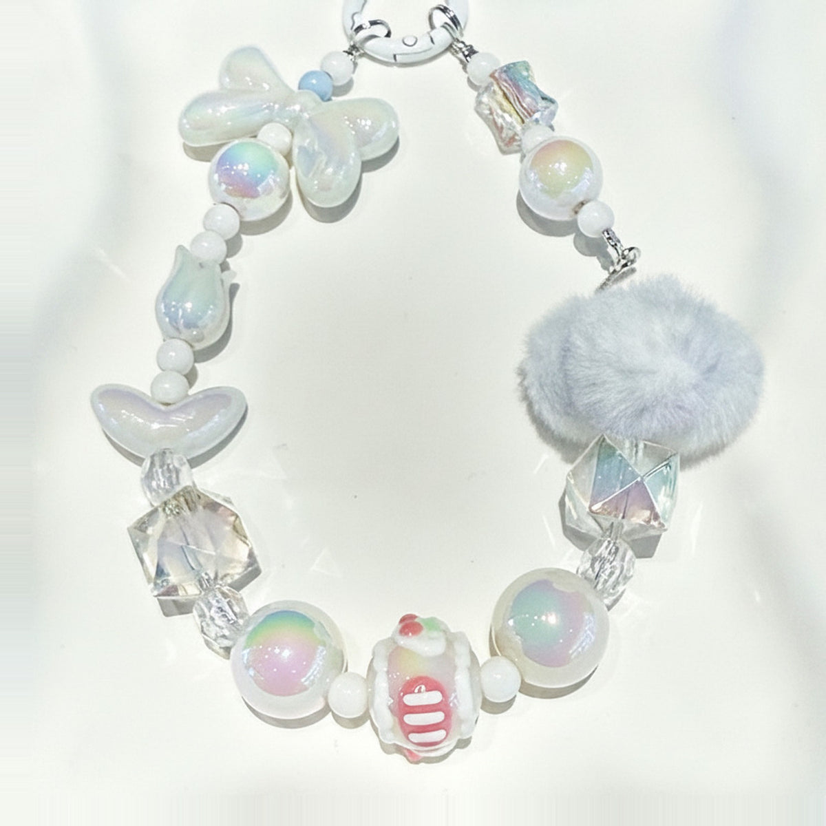 Dopamine Beaded Phone Charm Strap - Pearl White – tech (view 1)