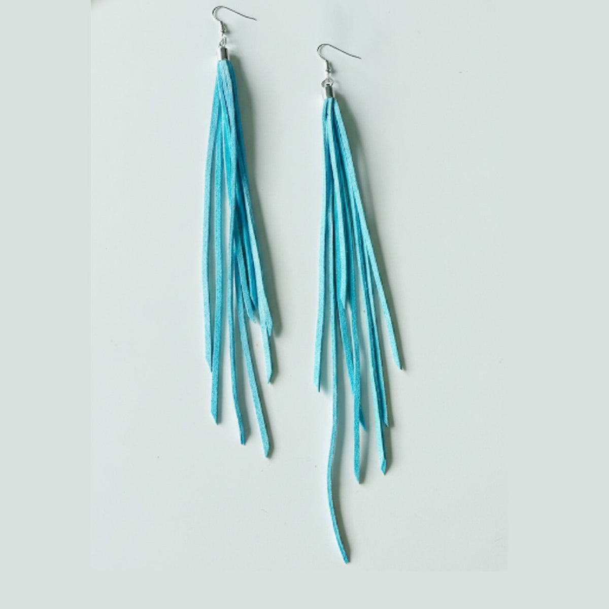 Fringe Tassel Dangle Earrings - Sky Blue