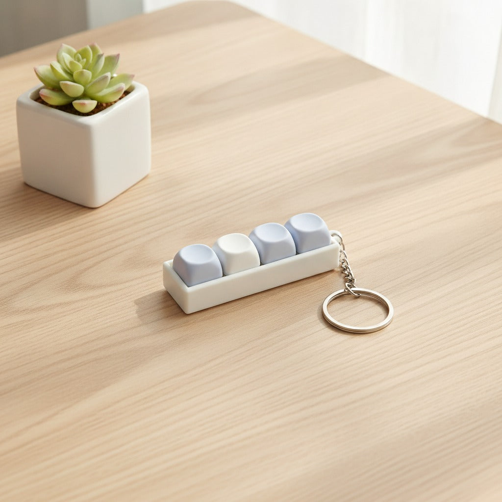 Mini Keyboard Keys Keychain - Baby Blue