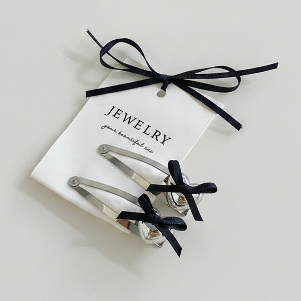Bow Ribbon BB Clip Set - White Bow
