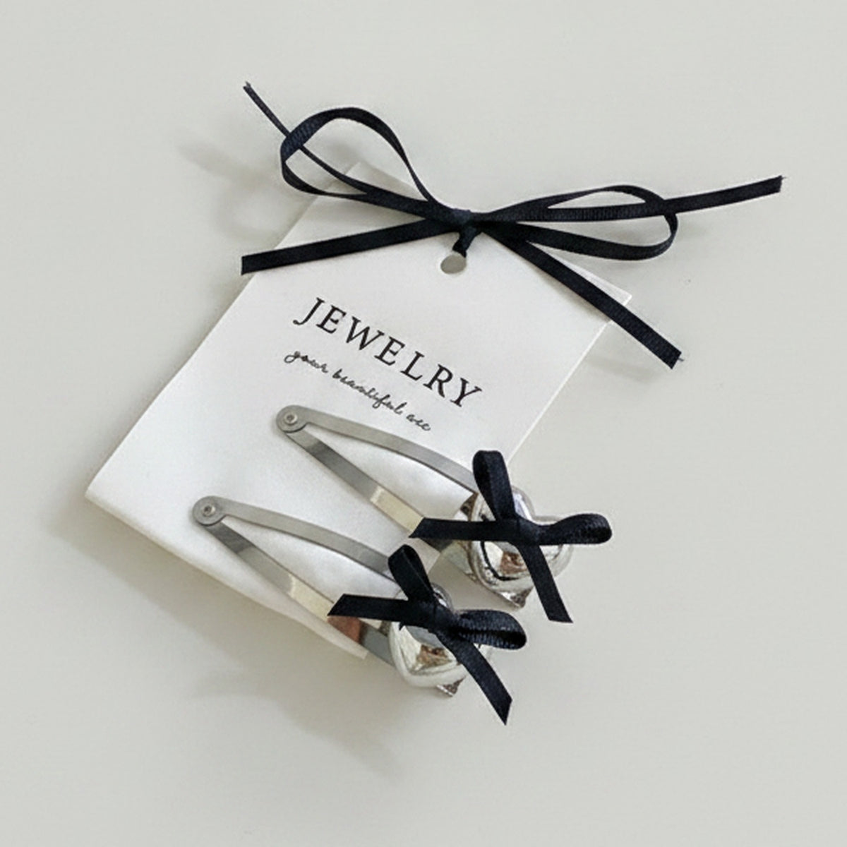 Bow Ribbon BB Clip Set - White Bow