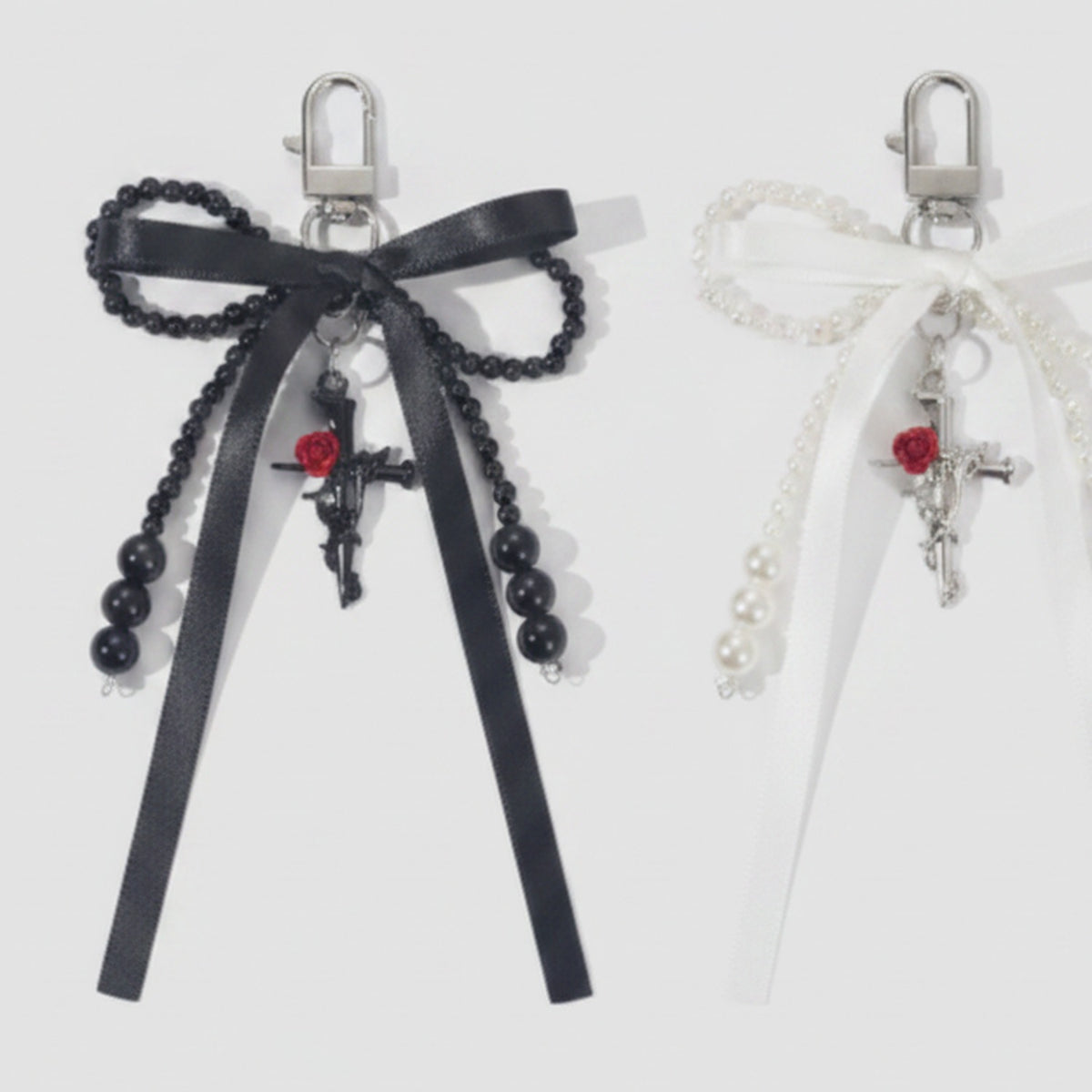 Pearl Bow Cross Keychain Charm - Single Pack – novelty & toys (view 1)