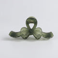 Translucent Bow Hair Claw Clip - TCB-1205 - Matte Green Pull Strap – hair accessories (view 1)