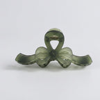 Translucent Bow Hair Claw Clip - TCB-1205 - Matte Green Pull Strap – hair accessories (view 1)