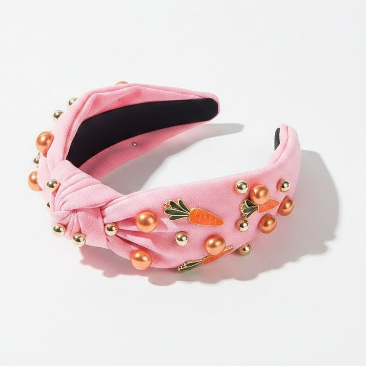 Carrot Beaded Padded Headband - Pink – hair accessories (view 1)