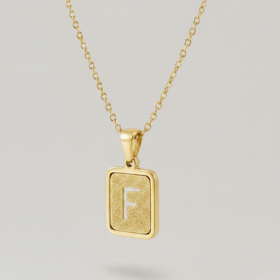 Initial Letter Pendant Necklace - Gold
