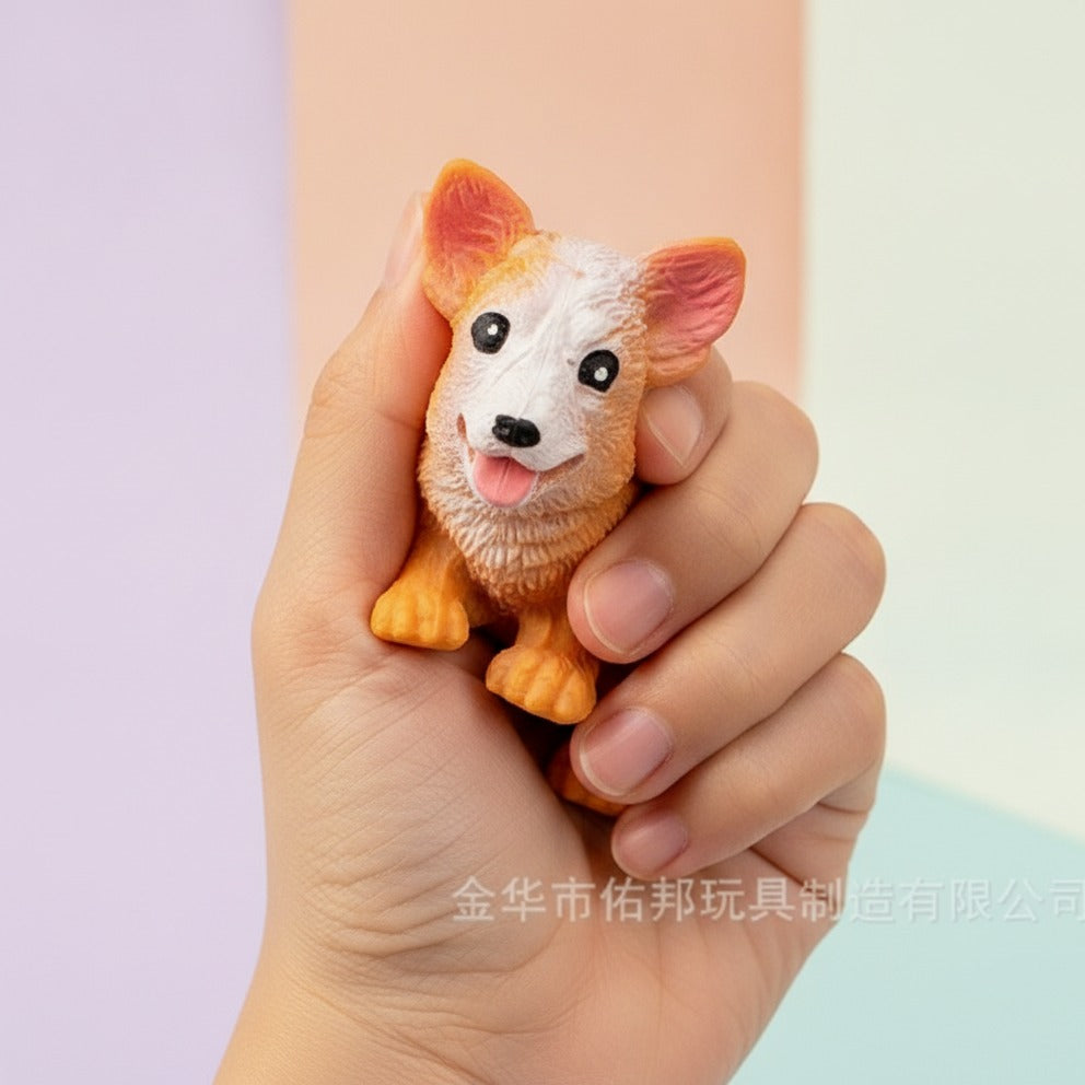 Orange Corgi Puppy Dog Figurine Toy - squeeze in hand