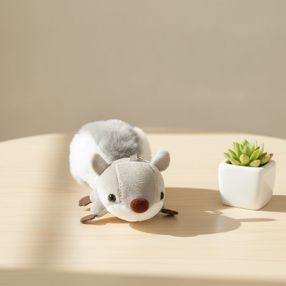 Plush Squirrel Keychain - Gray