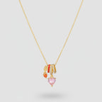 Gold Heart Charm Necklace with Rhinestones – jewelry (view 1)