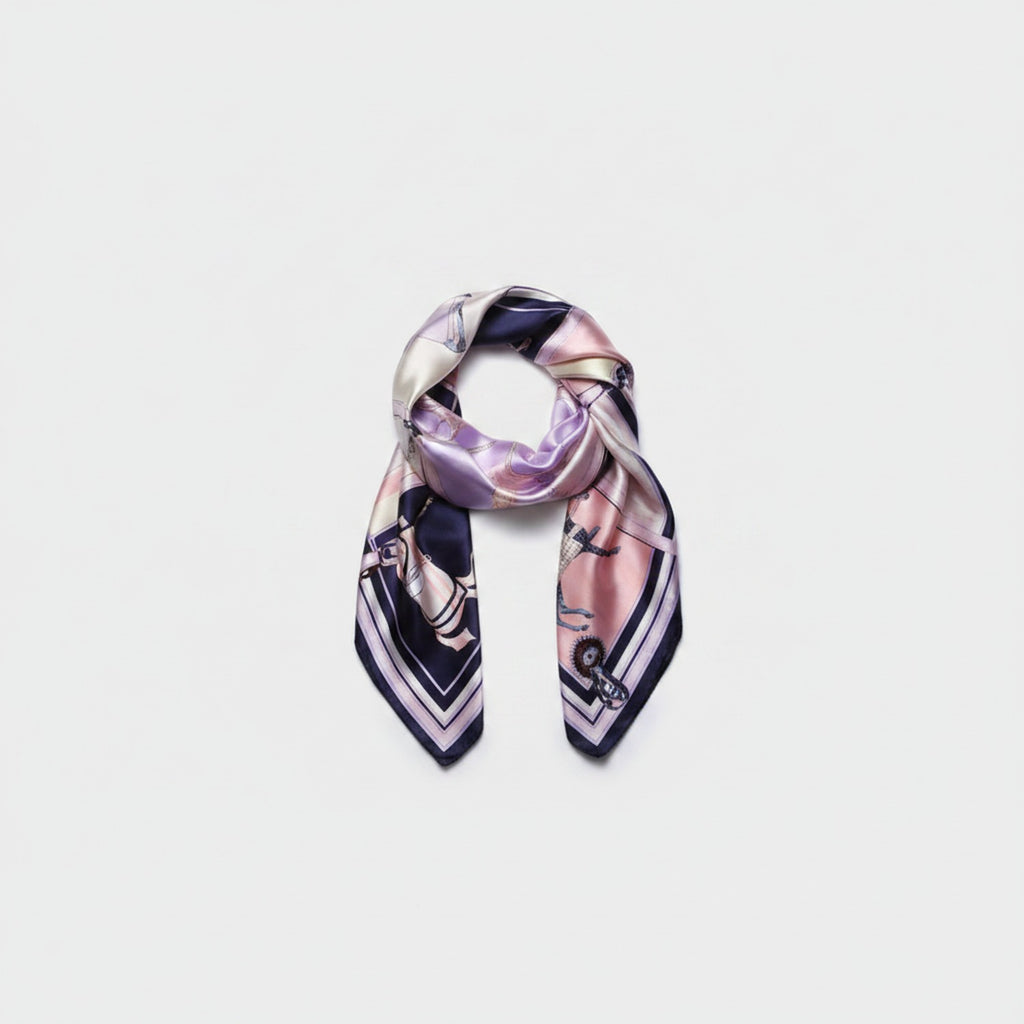 Celestial Chain Silk Scarf Purple