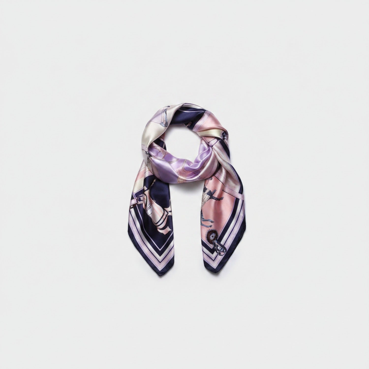 Celestial Chain Silk Scarf Purple