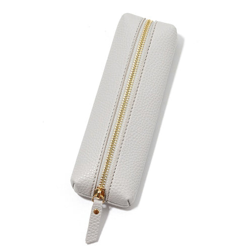 A delicate and elegant lychee-patterned leather pencil case - Lightgray