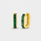 Rainbow Gem Chunky Hoop Earrings Emerald Green
