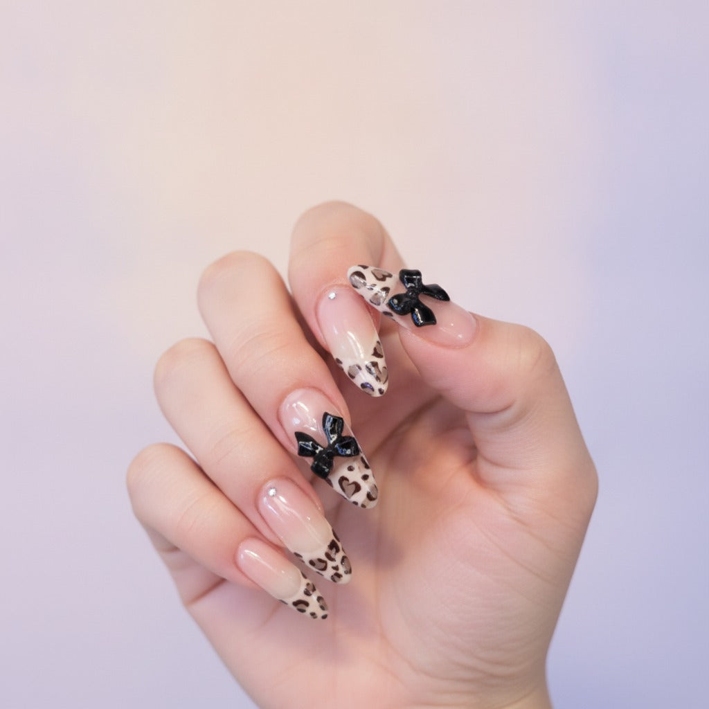 Leopard Bow Press-On Nails - Type 5