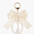 Coin Pearl Bow Bag Charm - Cream