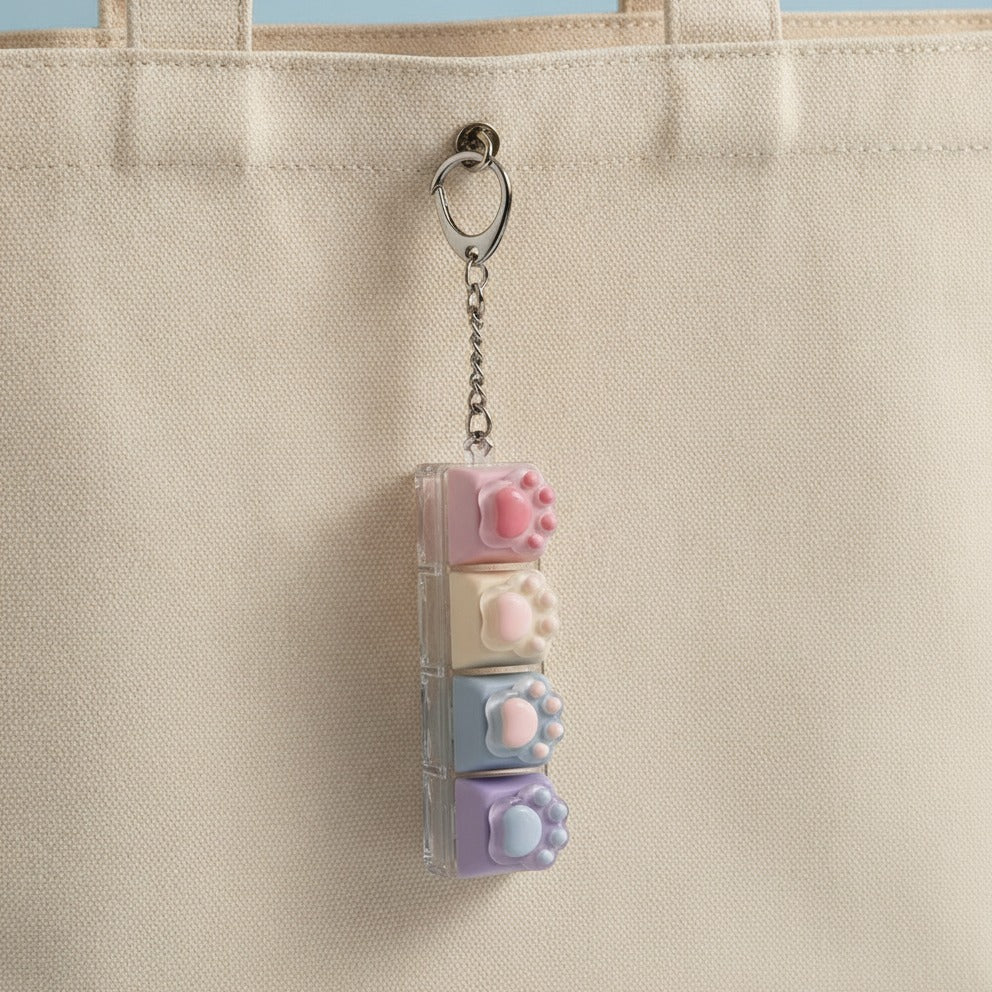 Mini Paw Pad Keychain - Clear Macaron Mix