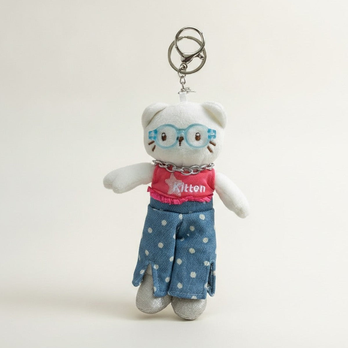 Kitten Plush Keychain with Glasses – novelty & toys (view 1)