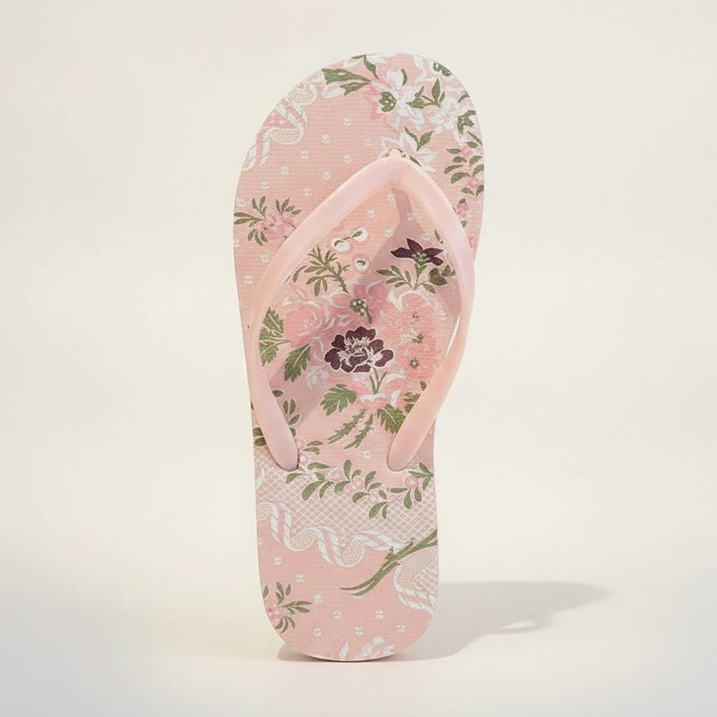 Women's Pink Floral Print Summer Beach Flip Flops – apparel accessories (view 1)