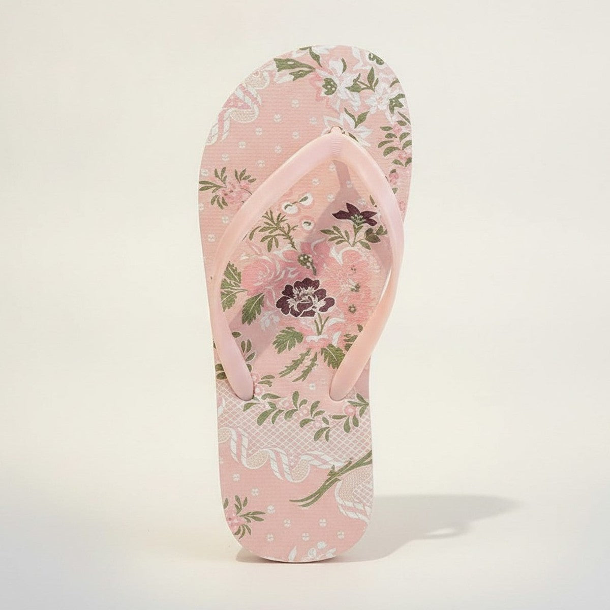 Women's Pink Floral Print Summer Beach Flip Flops – apparel accessories (view 1)