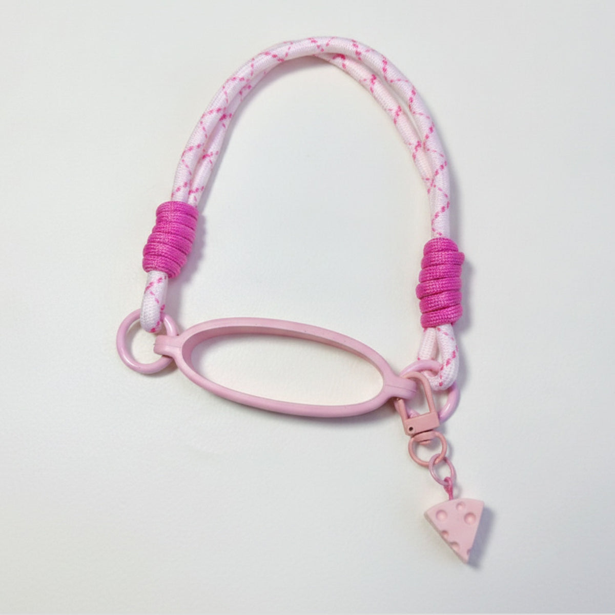 Braided Rope Oval Device Lanyard with Cheese Charm – tech (view 1)