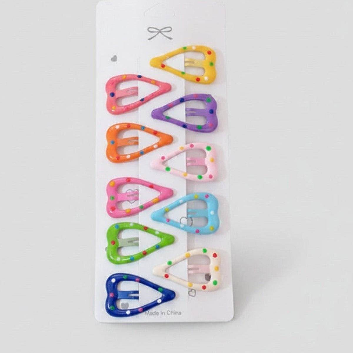 Colorful Heart-Shaped Hair Clips Set With Beads – hair accessories (view 1)