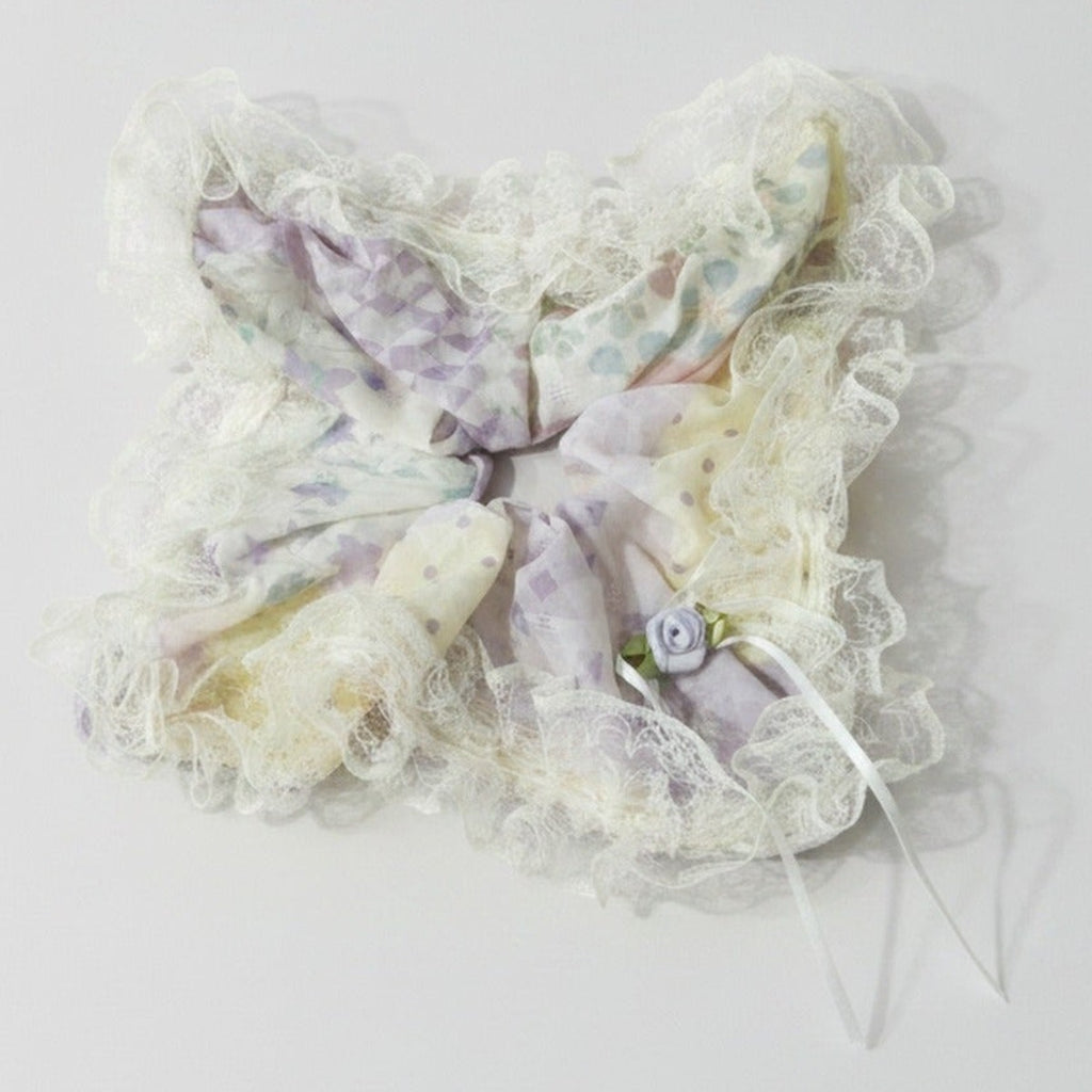 Lace Butterfly Hair Bow Scrunchie Mint Green – hair accessories (view 1)