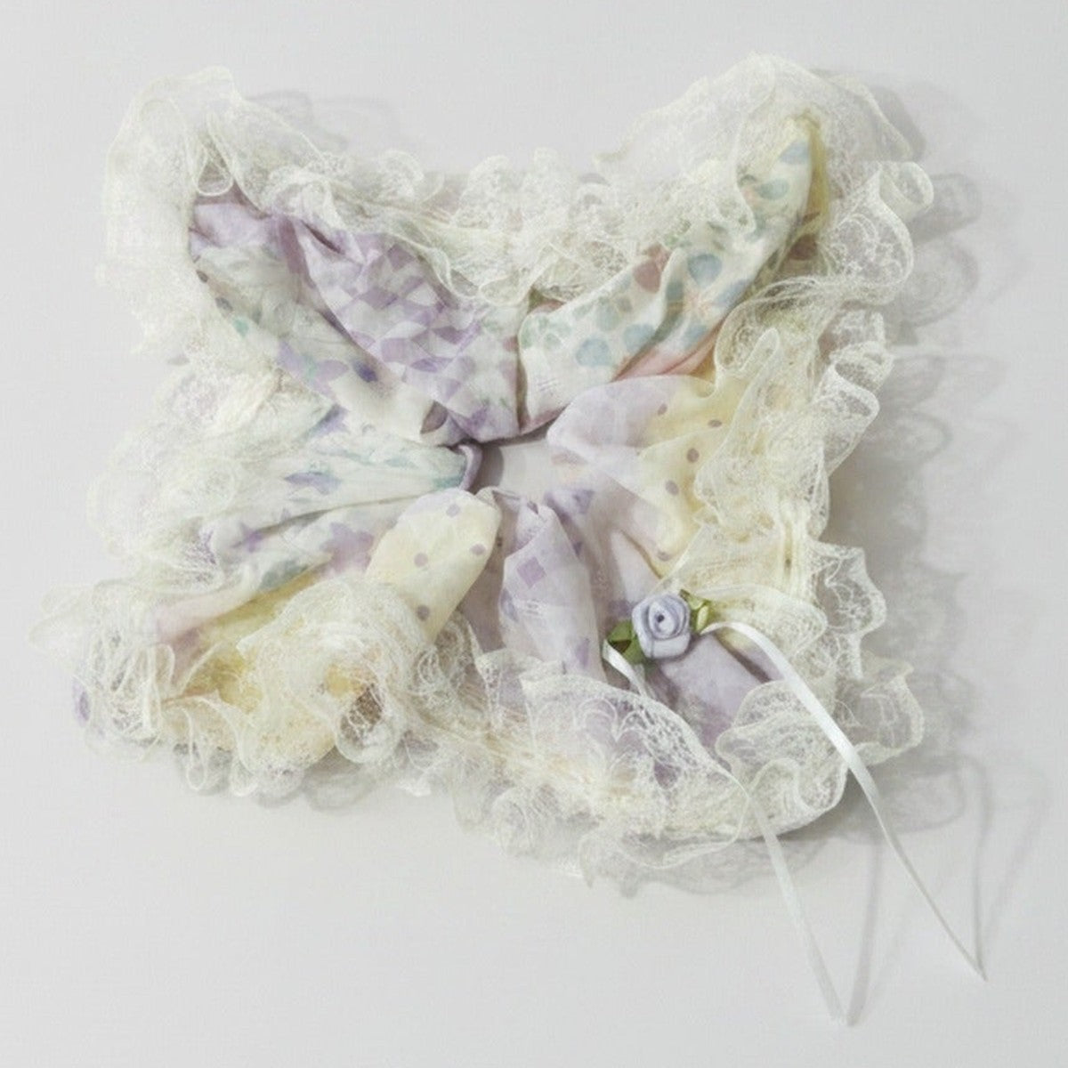 Lace Butterfly Hair Bow Scrunchie Mint Green – hair accessories (view 1)