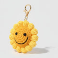 Smiley Flower Crochet Keychain - Yellow Sunflower