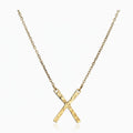 Gold Hammered X Pendant Chain Necklace – jewelry (view 1)