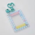 Checkered Photo Charm Keychain - Blue Checkerboard