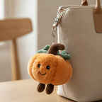 Smiling Pumpkin Plush Keychain - Orange
