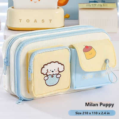 Cute Japanese-style drawstring mini pocket pencil case - Blue