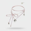 Pink Ribbon Heart Charm Choker With Pearl Studs – jewelry (view 1)