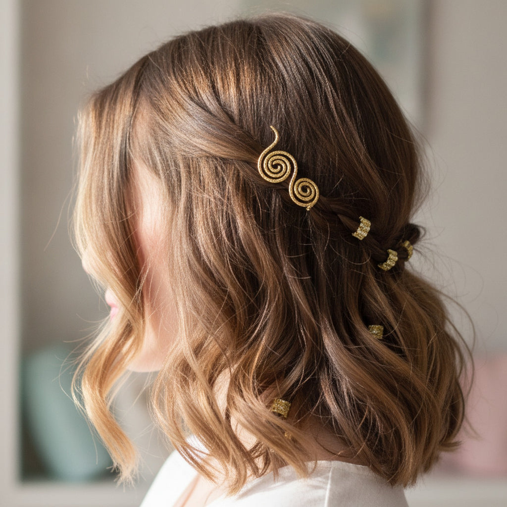 Gold Spiral Hair Clips Assorted Set Gold