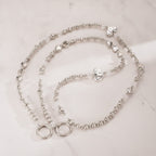 Beaded Phone Charm Strap - Silver Heart