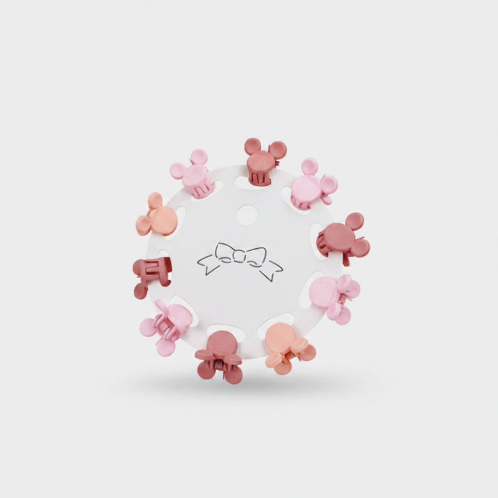 Blue Flower Hair Clips Set Pink Mickey